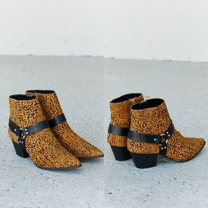 Qupid Animal Print Faux Suede PU Booties